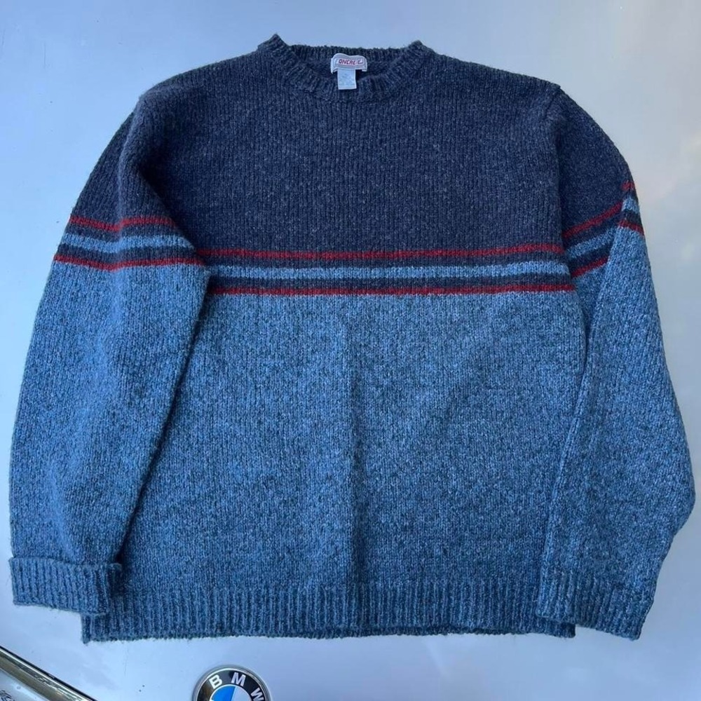 Vintage Concrete Blue and red striped sweater knitwear 15% wool